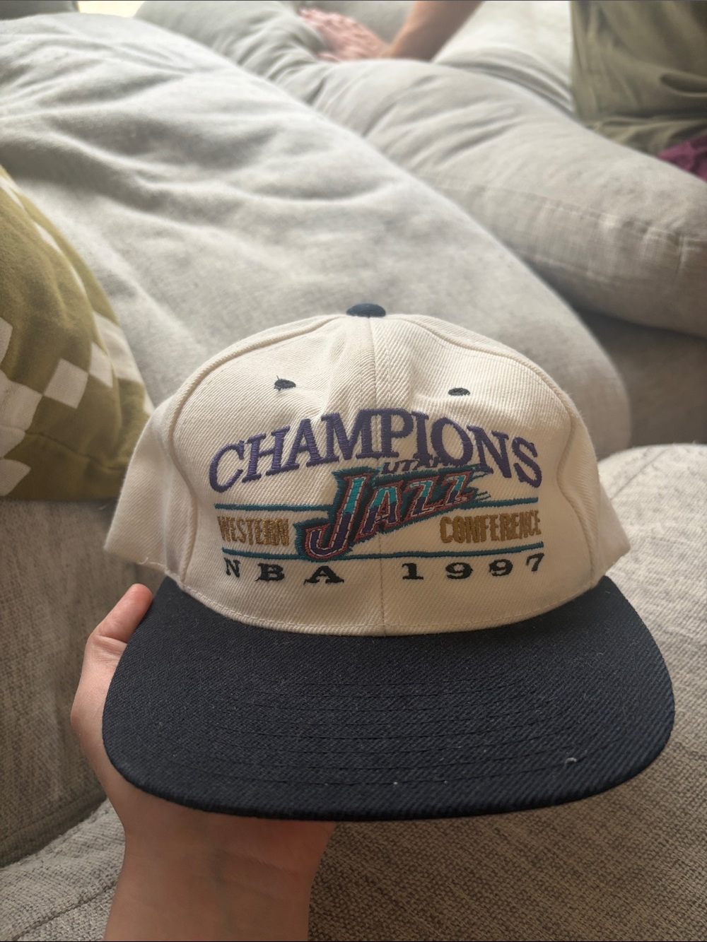 NBA 1997 Utah Jazz Champions Cream & Navy Snapback Hat